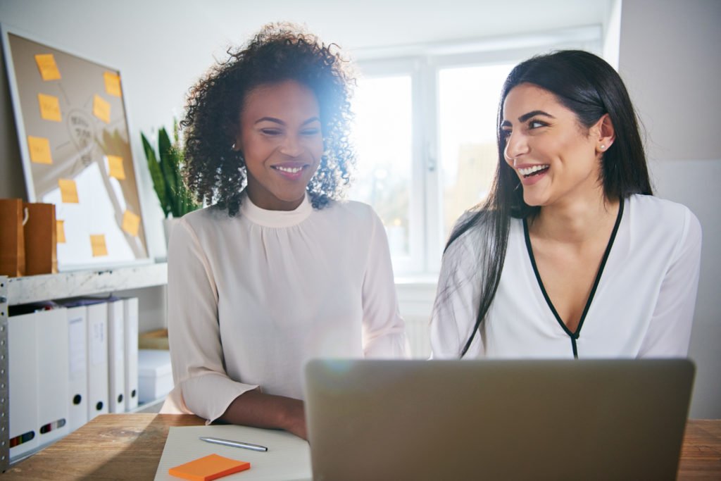 Woman using tools for online business